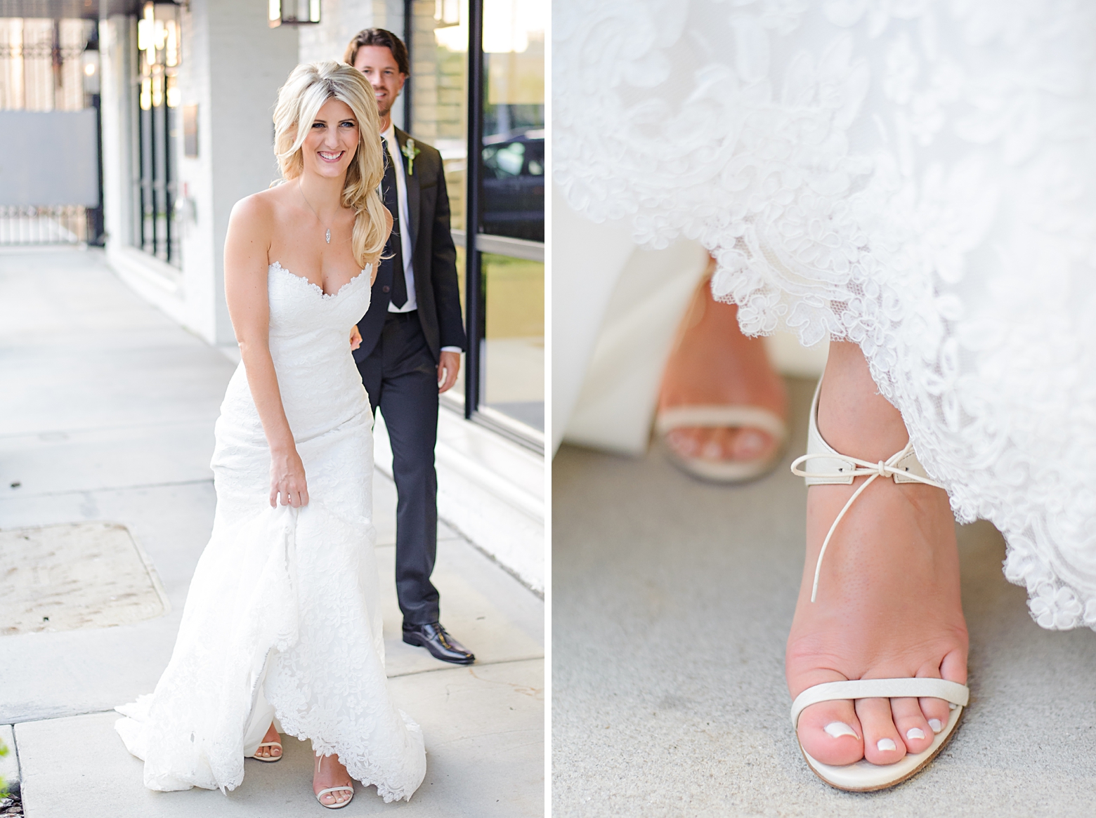 The Bride leads her Groom down the Tampa, FL streets in her designer heels