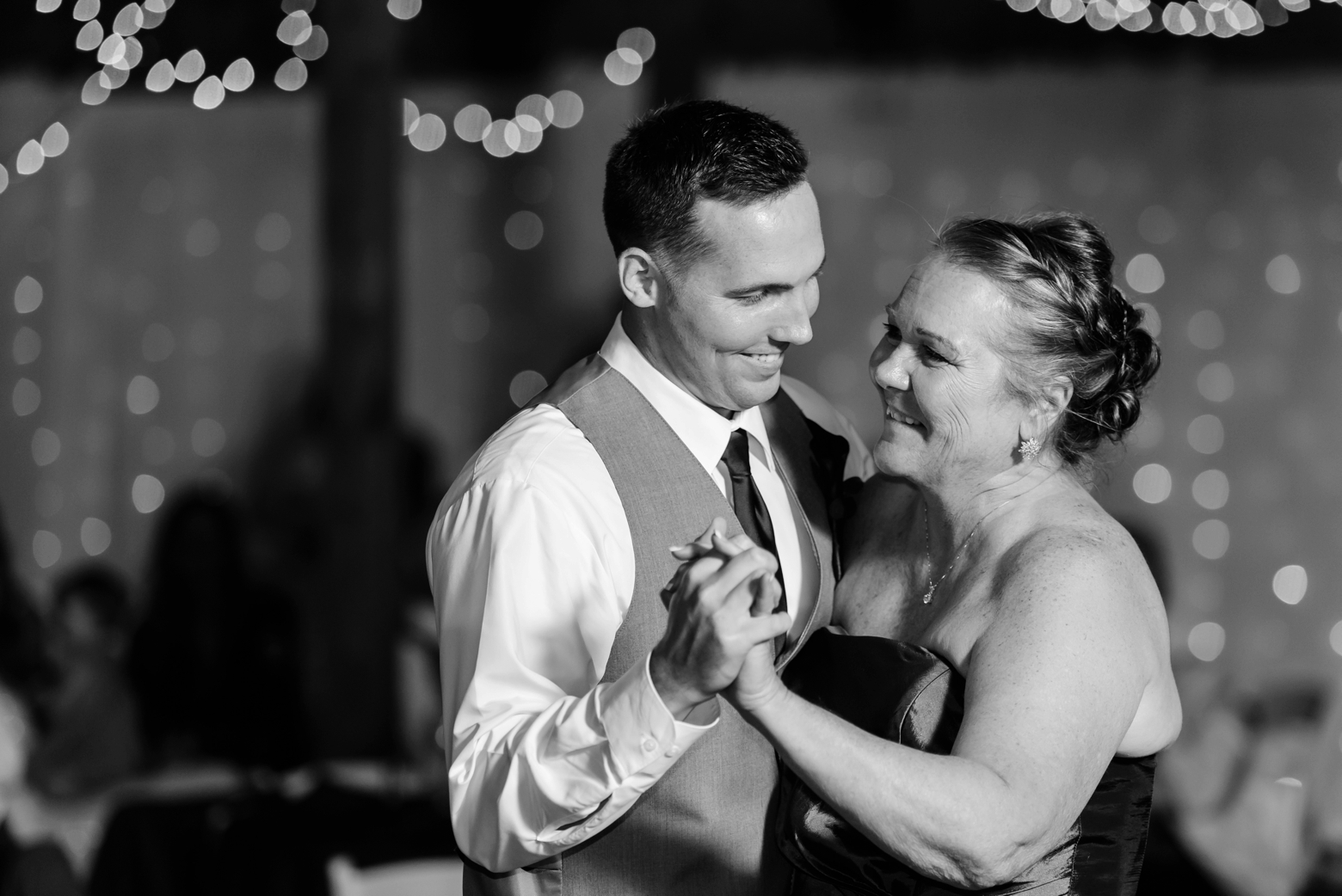 Mother-Son dance in timeless black and white