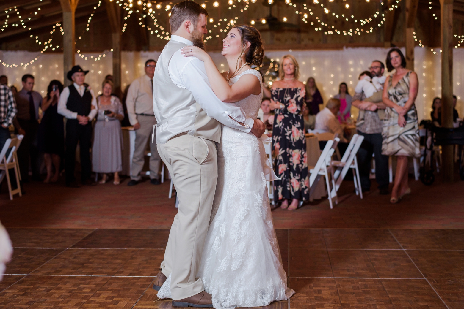 Bride and Groom dance together for the first time as man and wife