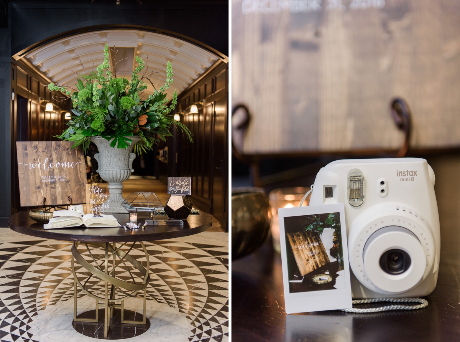 Welcome table in the bookstore of the Oxford Exchange with an instant camera for guests to take selfies