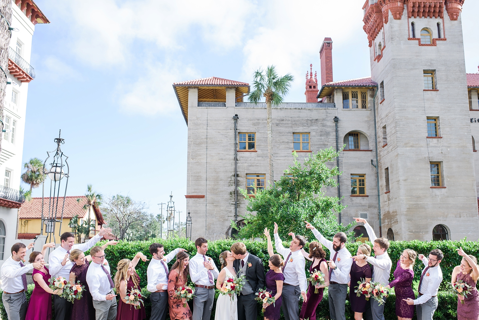 Bridal party in front of the lightner museum in St. Augustine