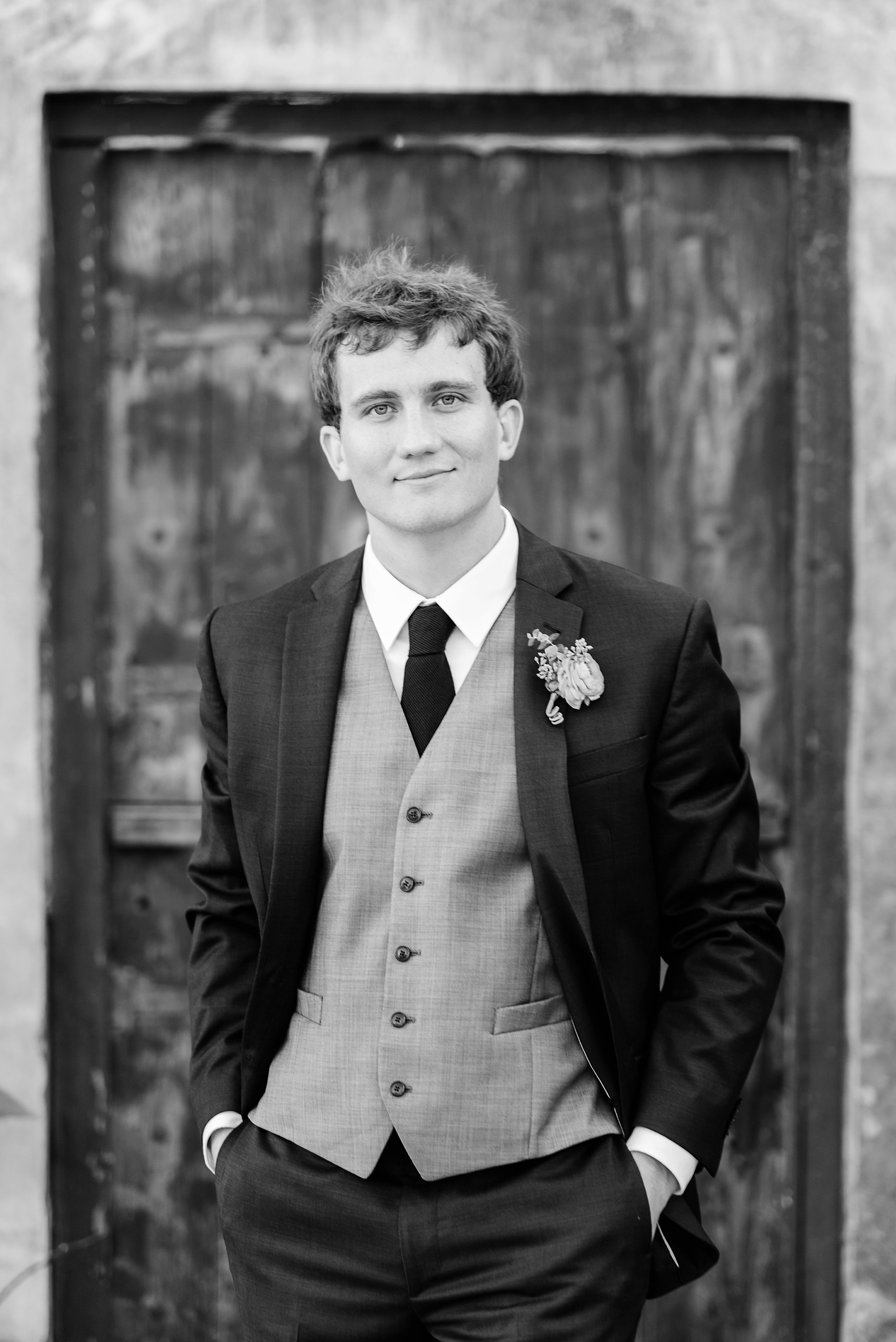 Portrait of the Groom in black and white