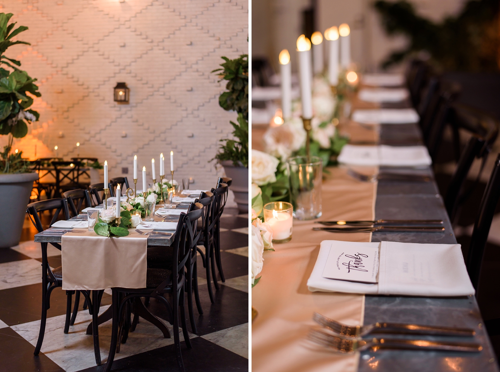 The reception space was beautiful with warm uplighting and floral tablerunners