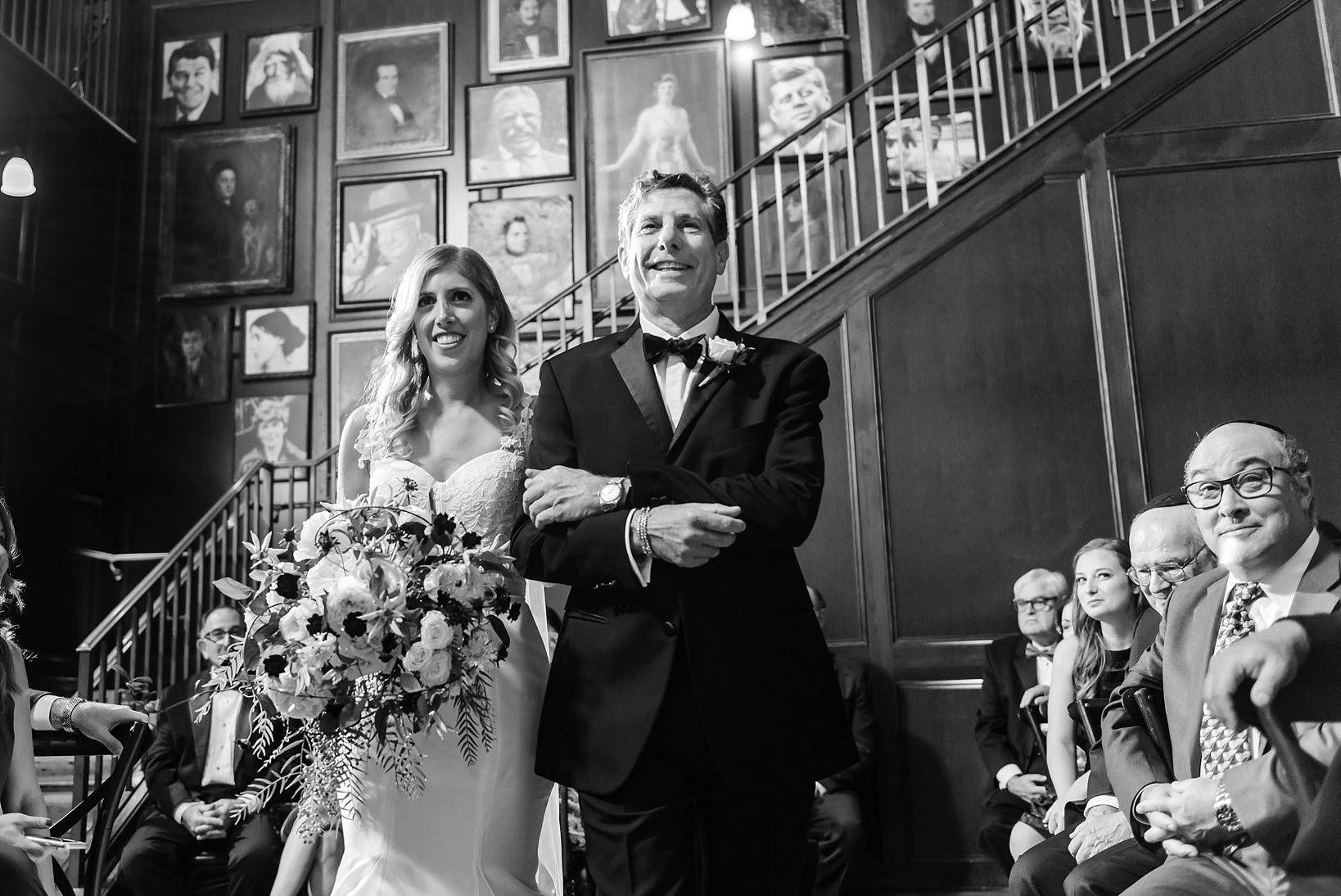 Bride and her Father walk down the aisle at an Oxford Exchange wedding