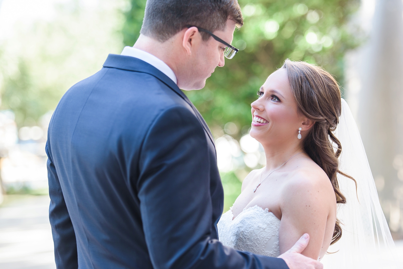 Bride looking at her Groom for the first time on their wedding day by Sarah & Ben Photography