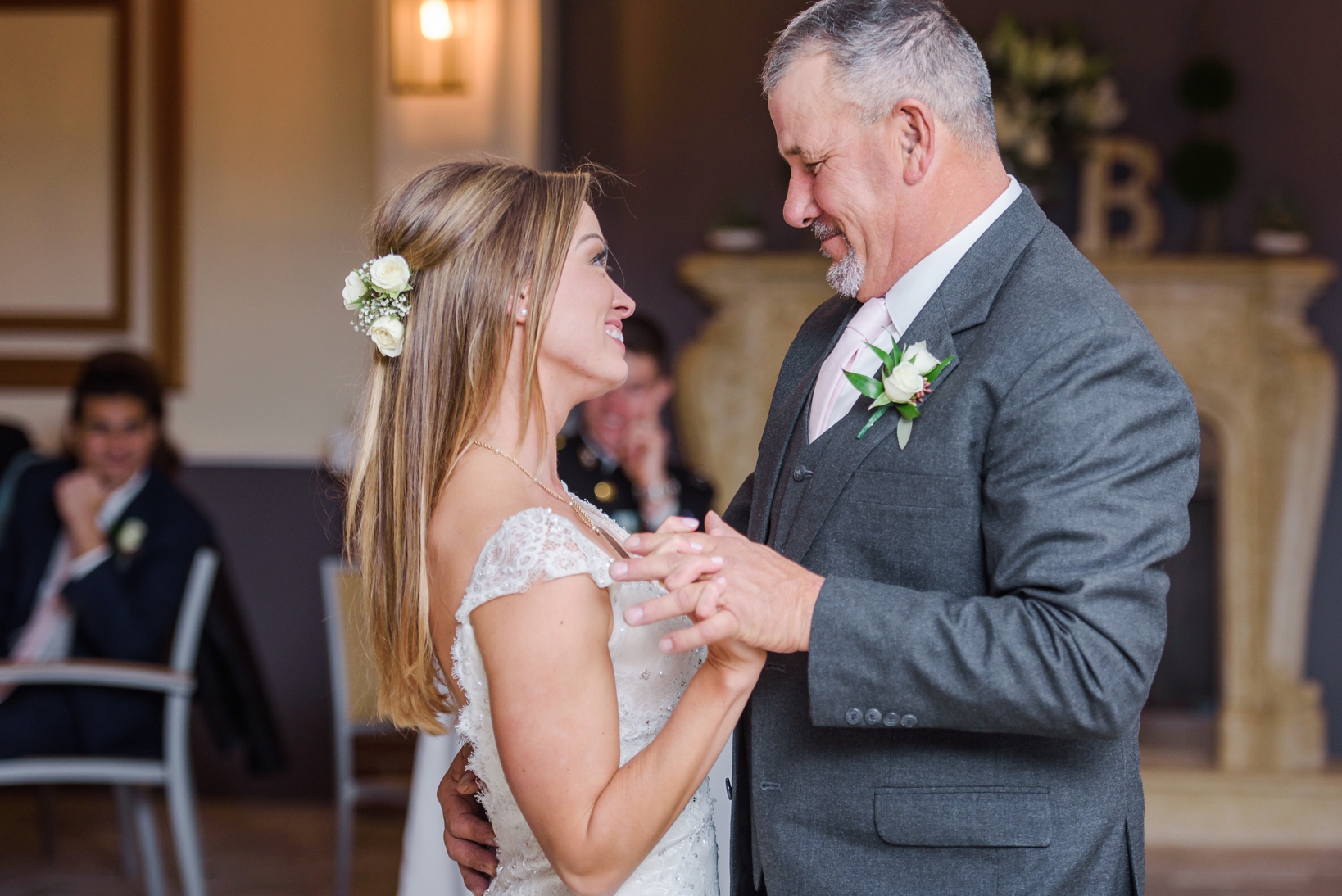 Bride sharing a dance with her Dad by Sarah & Ben Photography