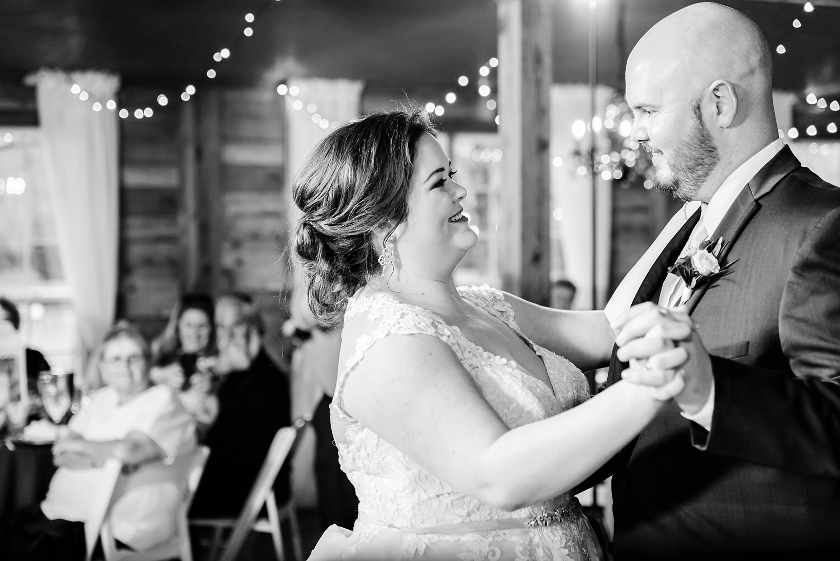 Bride and Groom dance during their first dance at the reception