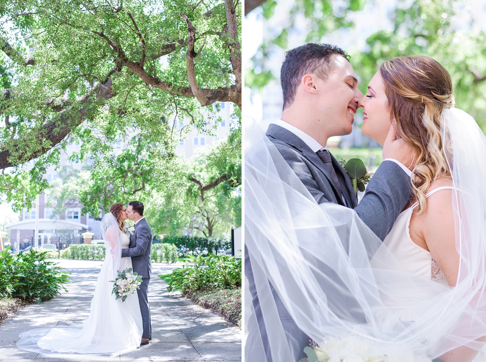 Bride and Groom portraits in Downtown Tampa, FL by Sarah & Ben Photography