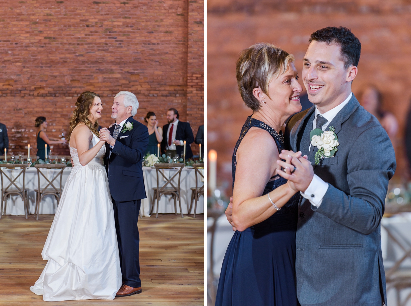 Father/Daughter and Mother/Son dance during the reception by Sarah & Ben Photography