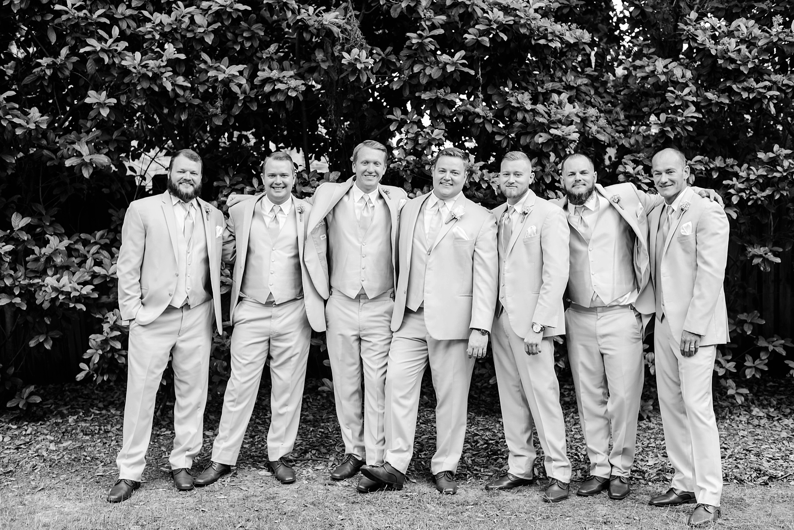 Groom and Groomsmen in a classic black and white