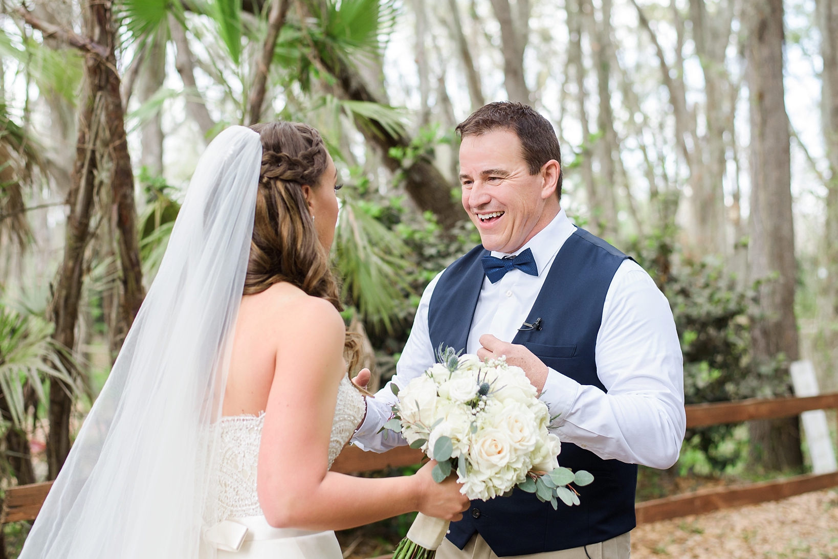 Groom seeing his bride for the first time on their wedding day by Sarah & Ben Photography
