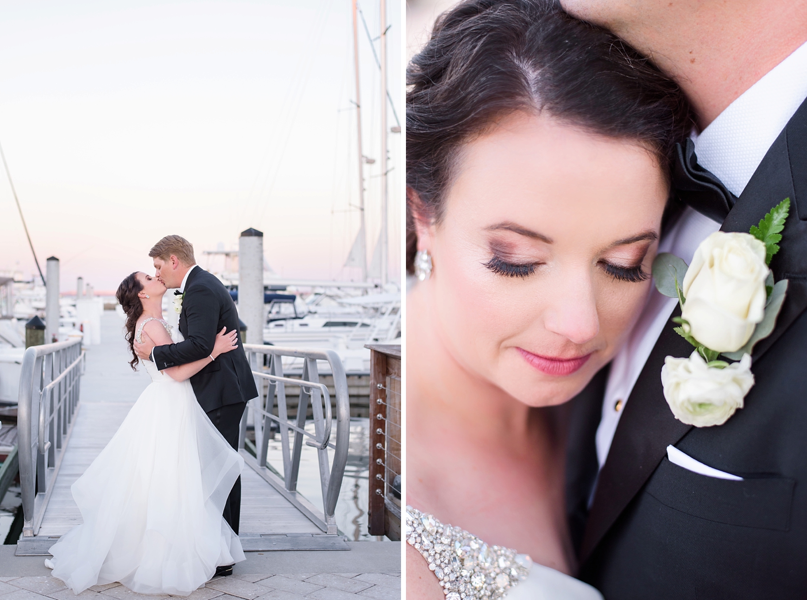 Sunset portraits of the bride and groom by Sarah & Ben Photography