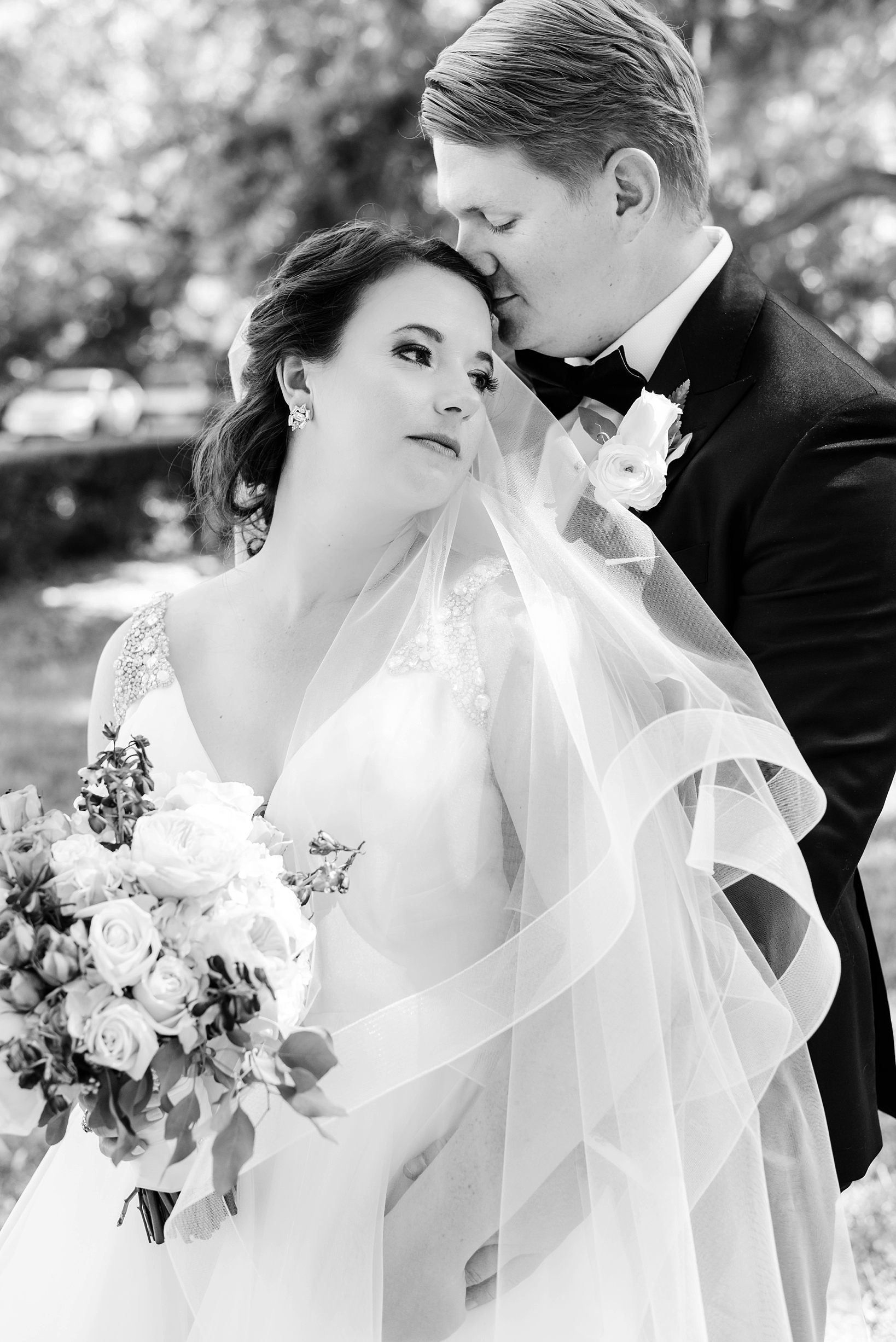 Classic image of the bride and groom in black and white
