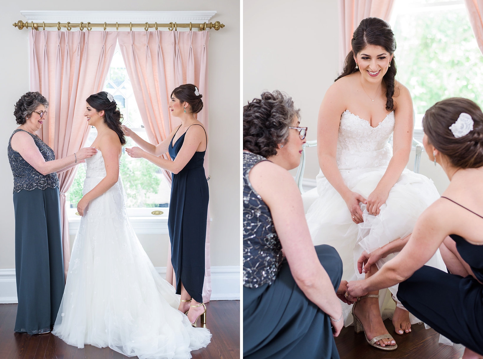 Bride getting ready with her mom and sister at the Orlo in Tampa, FL