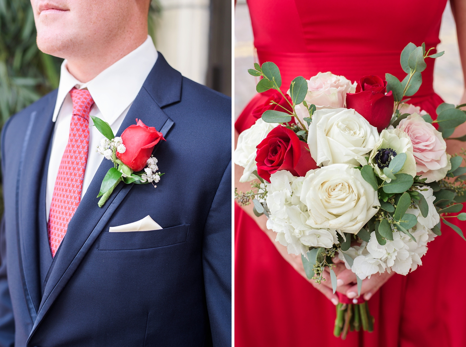 Red white and Blue were the colors of choice for this patriotic wedding day.