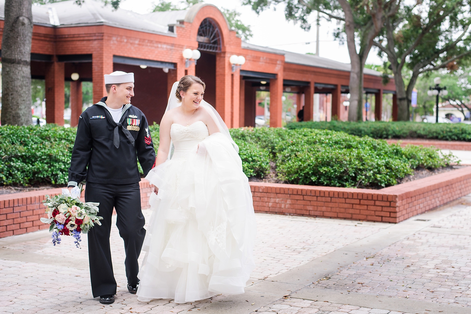 Bride and Groom share a genuine candid moment on their wedding day in Ybor City, Tampa