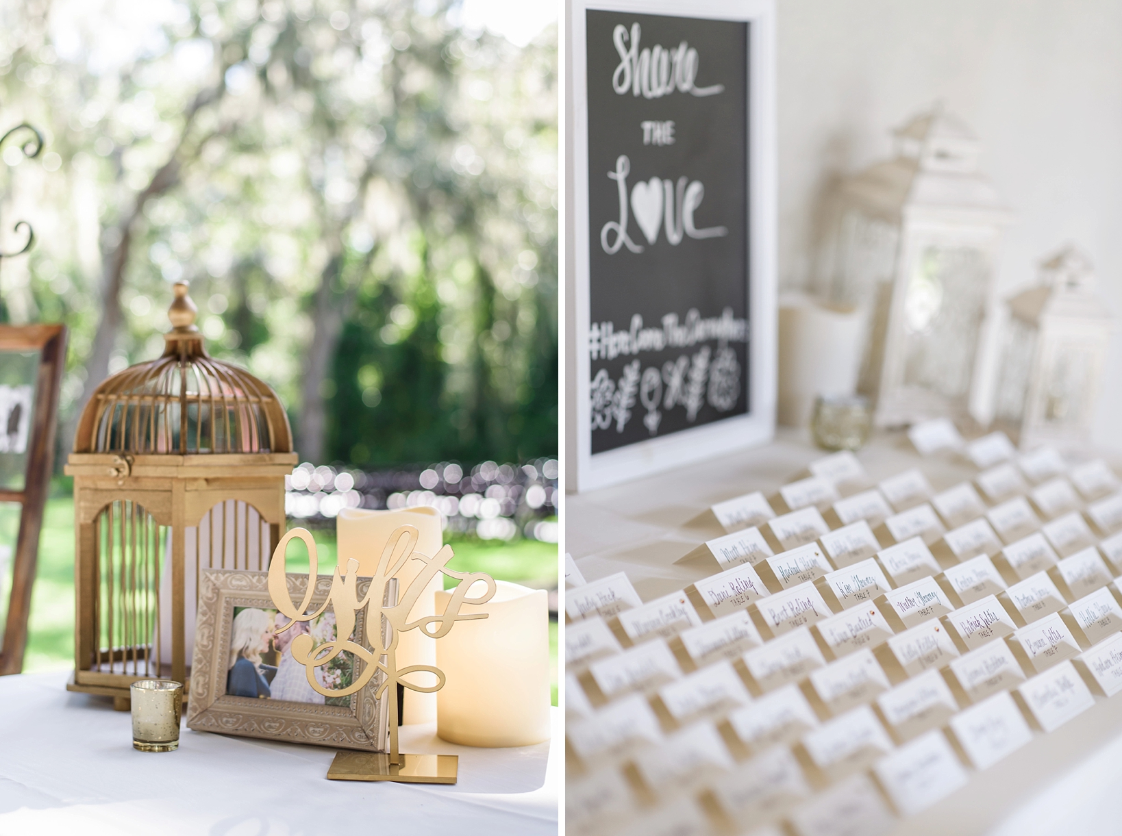The gift table and table cards outside of the reception space at Bakers Ranch by Sarah and Ben Photography