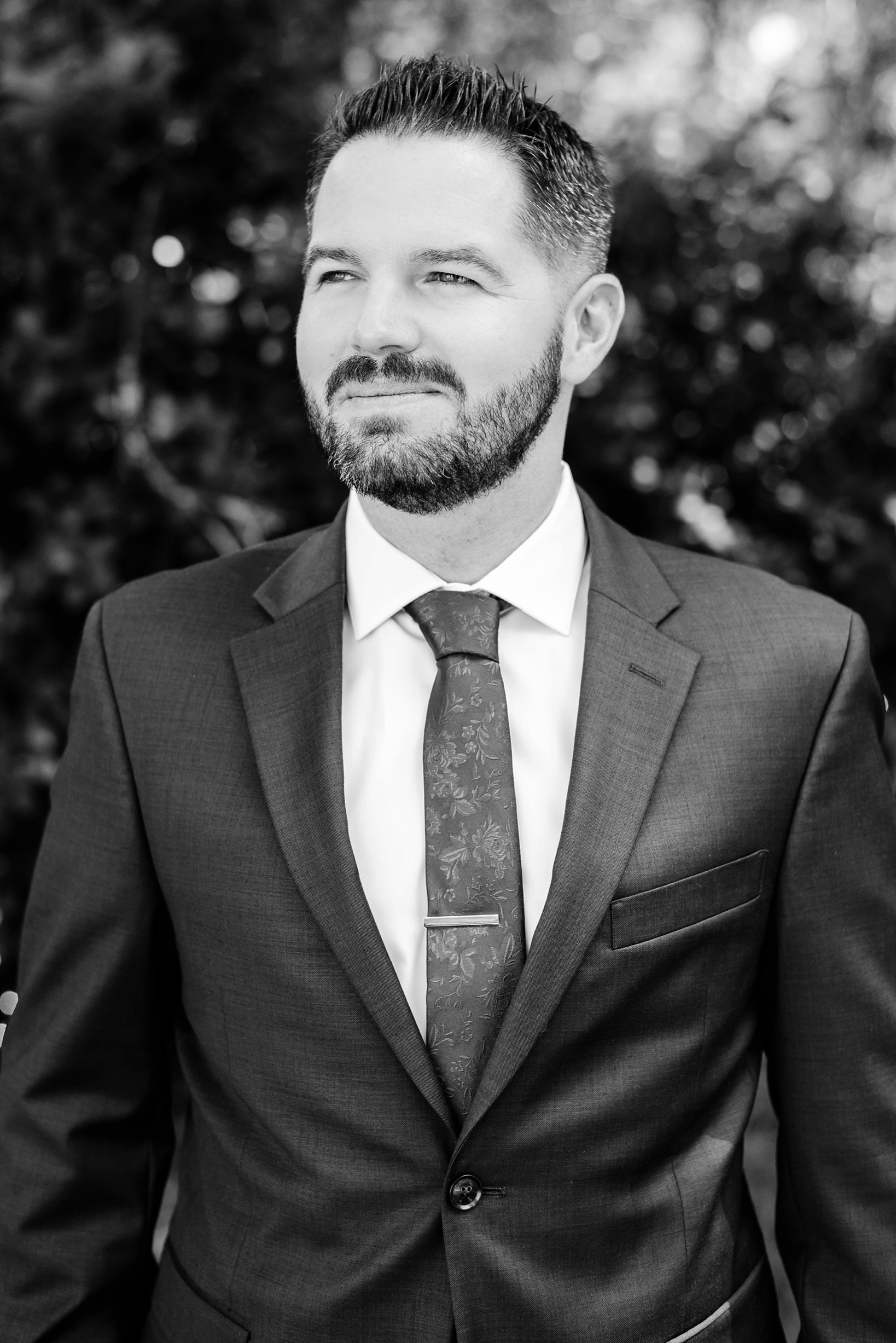 Classic portrait of the groom in black and white by Sarah & Ben Photography located in Tampa, FL