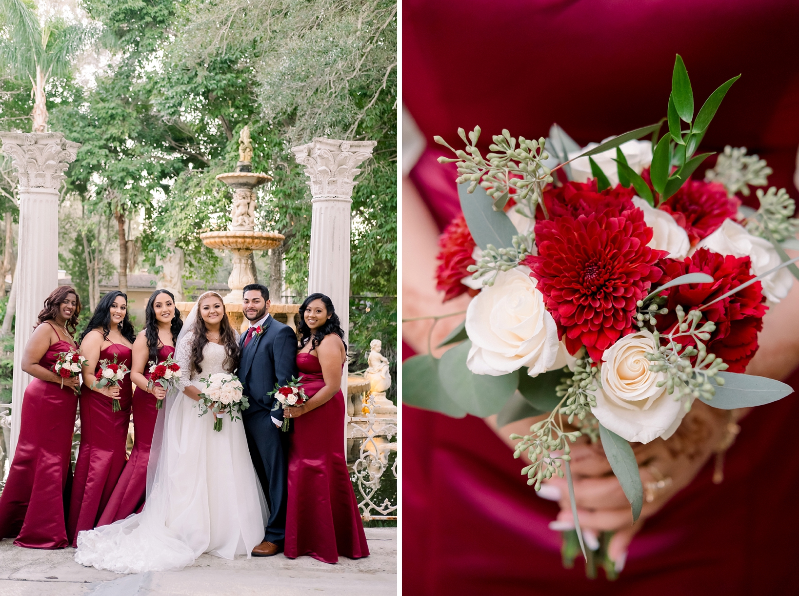 The Bridal party and a floral detail by Sarah & Ben Photography