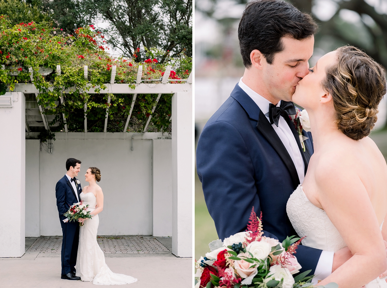 The Bride and Groom share a kiss and a first look by Sarah & Ben Photography