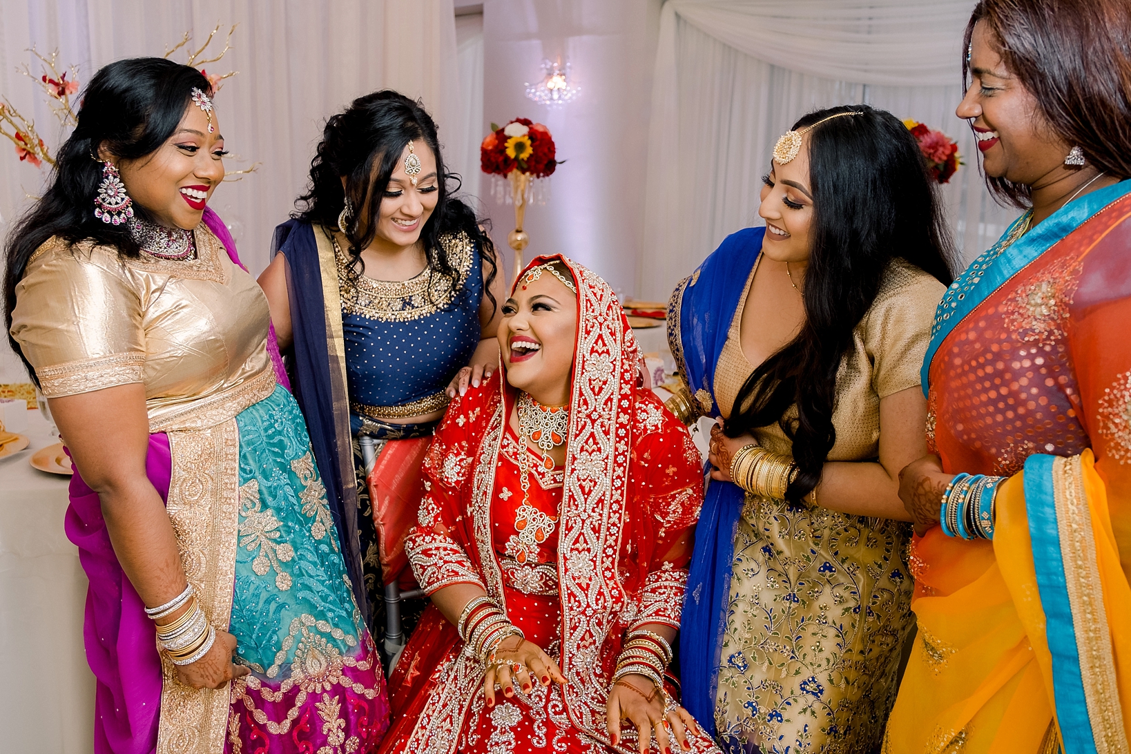 The Bride and her family and friends in full hindi attire before the wedding at the Crystal Ballroom in Clearwater, FL