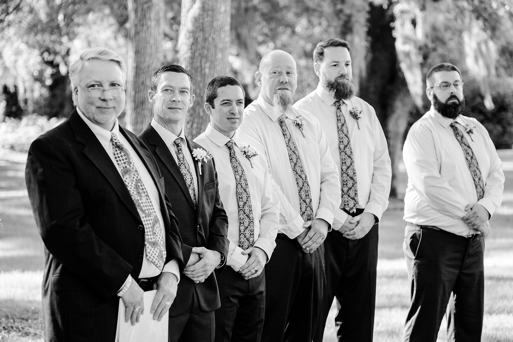 The groom and his groomsmen wait for the Bride to arrive to the wedding ceremony