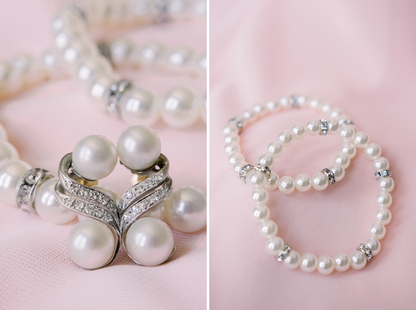 The Bridal jewellery of pearls and diamonds