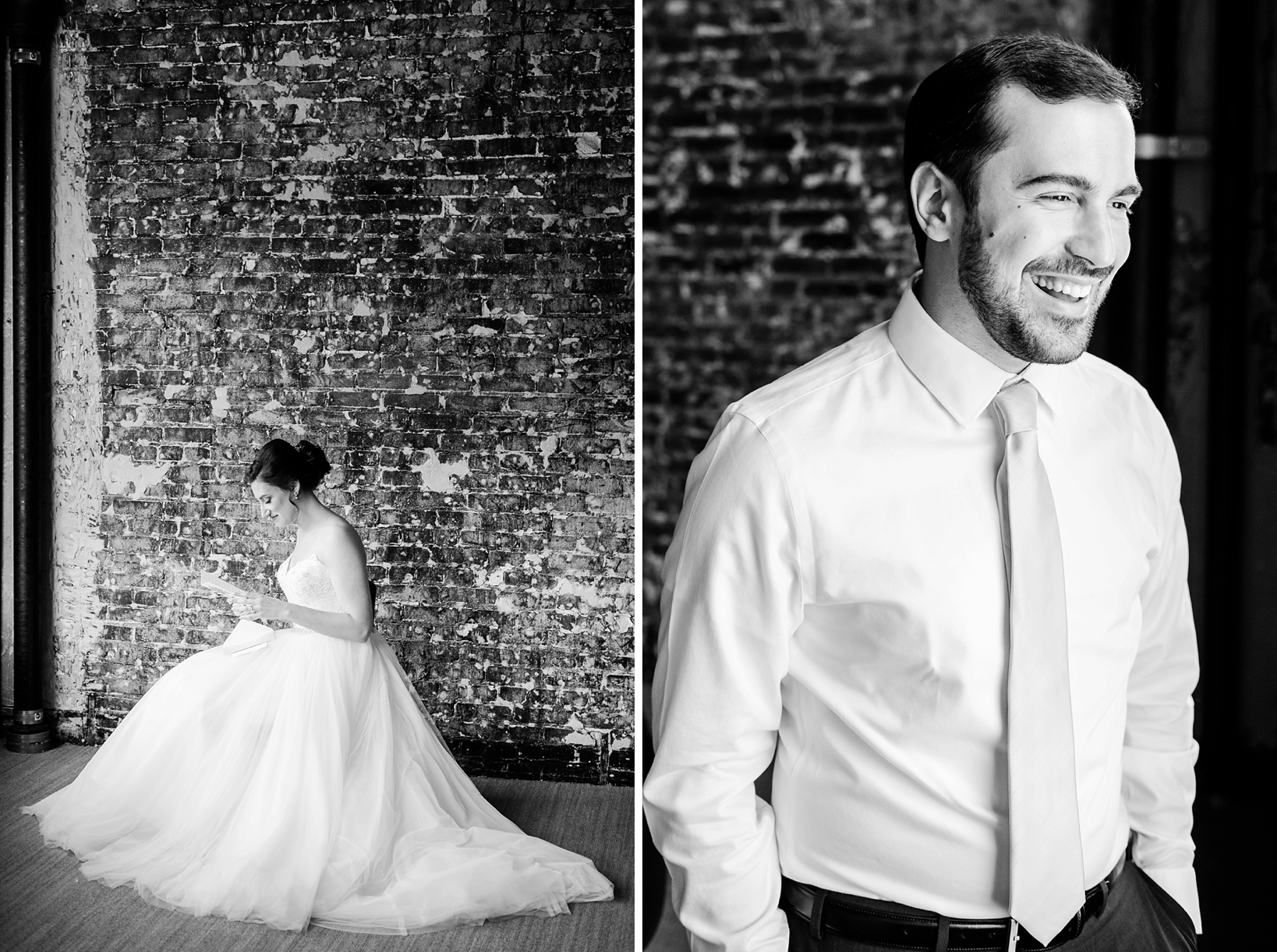 Bride and groom in black and white photography before their oxford exchange wedding day