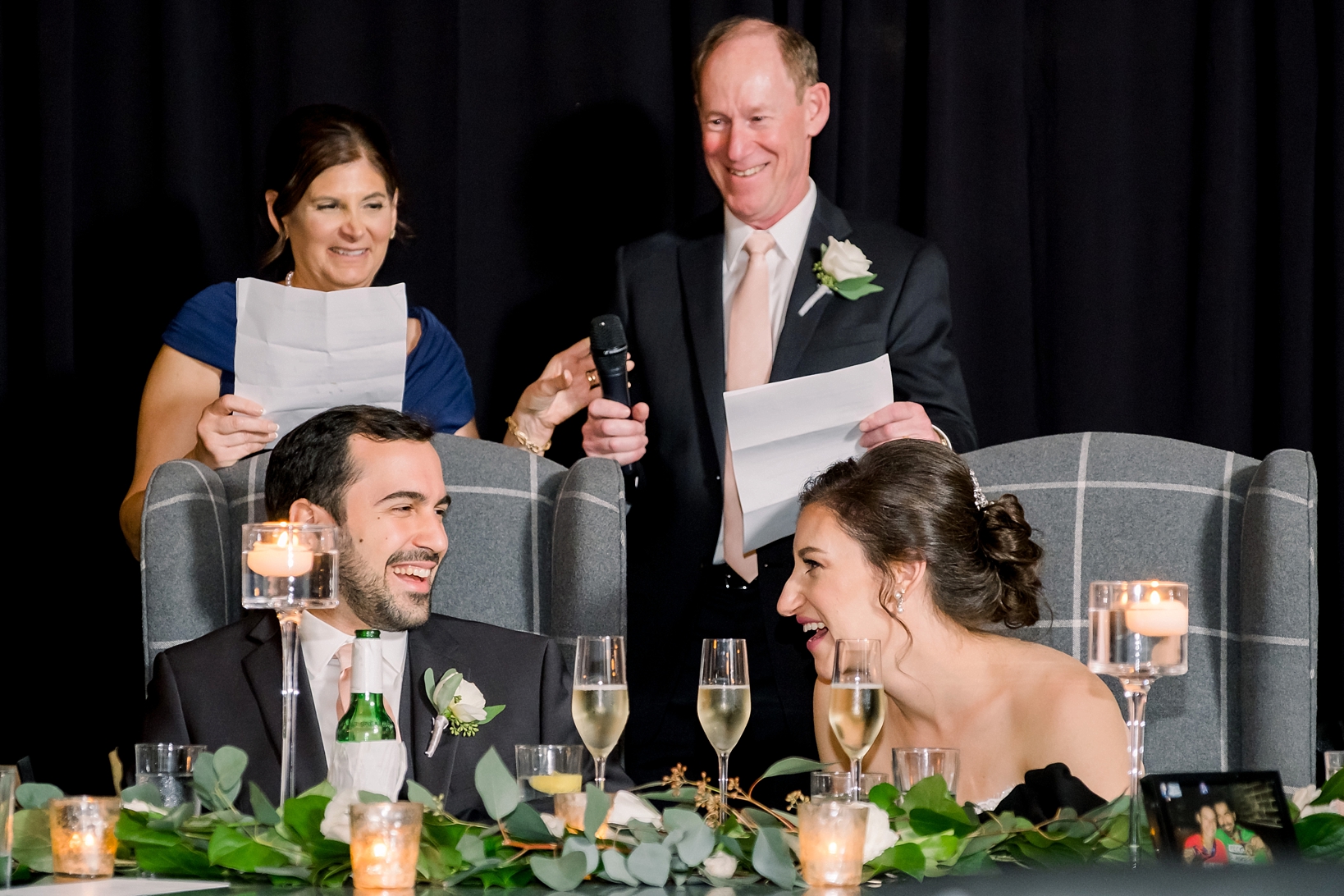 Mom and Dad give a hilarious speech during the reception for their Daughter and Son in law