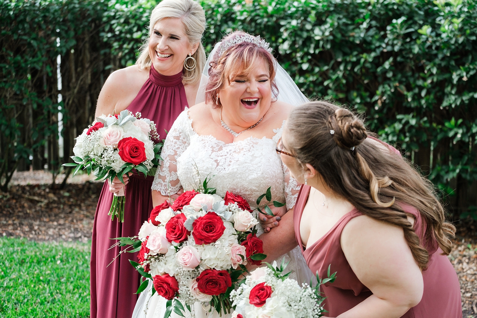 Candid moment of the Bride laughing with her Girls before her cross creek wedding celebration