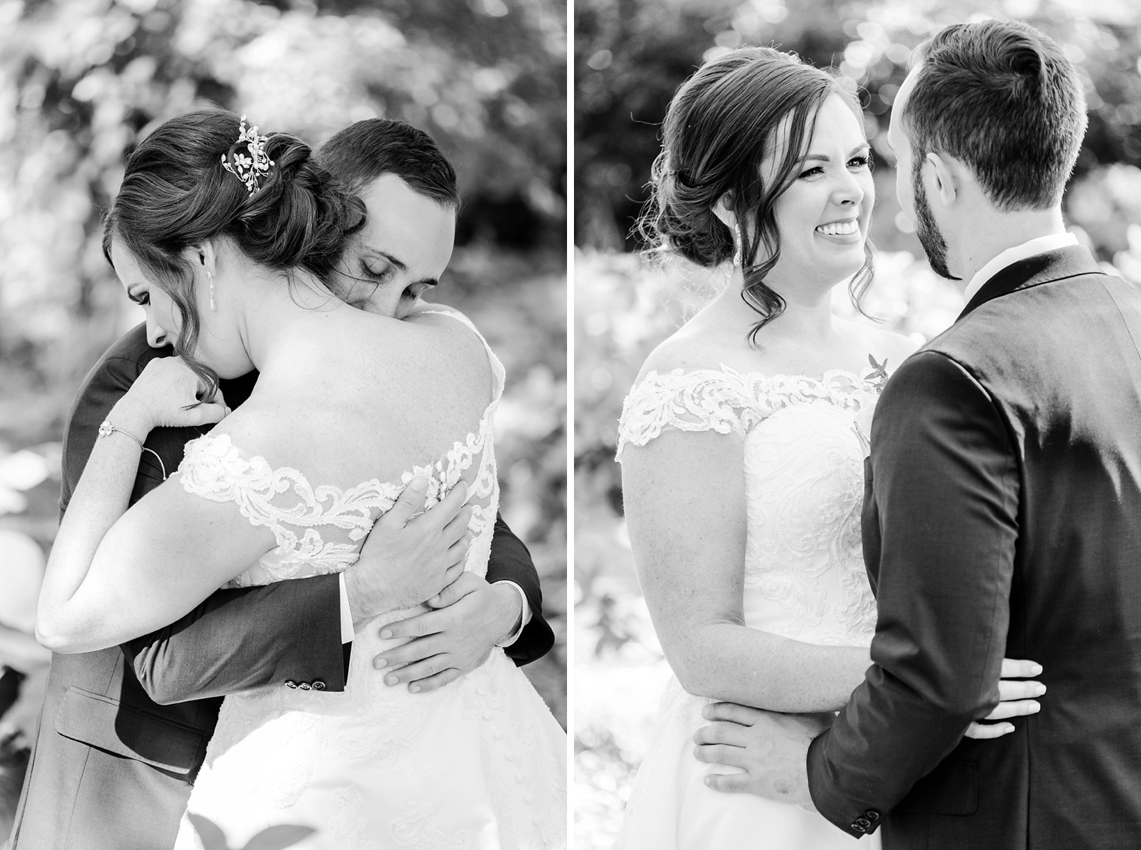 The Bride and Groom share a sweet moment seeing each other for the first time on their wedding day