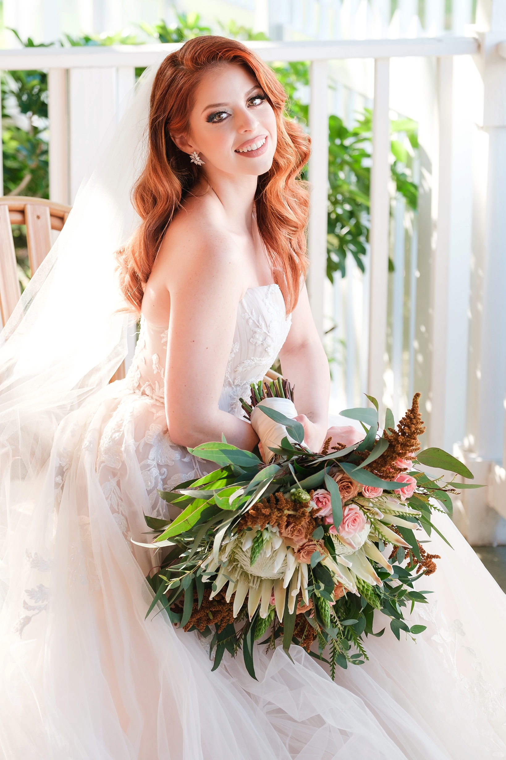Bridal portrait of Bride holding her bouquet